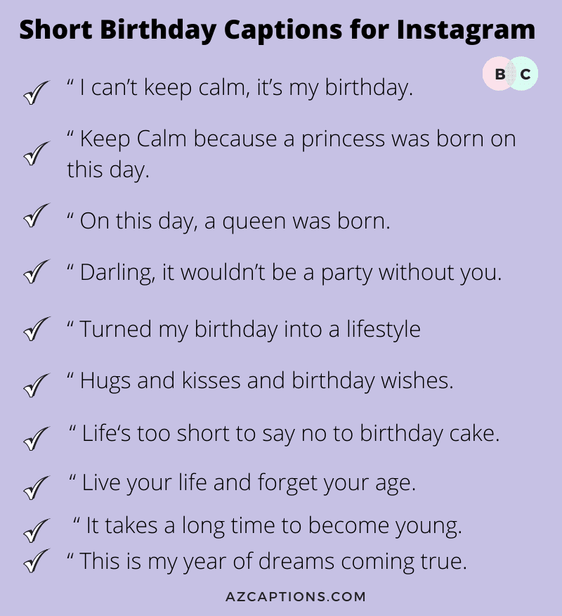 Short Birthday Captions for Instagram