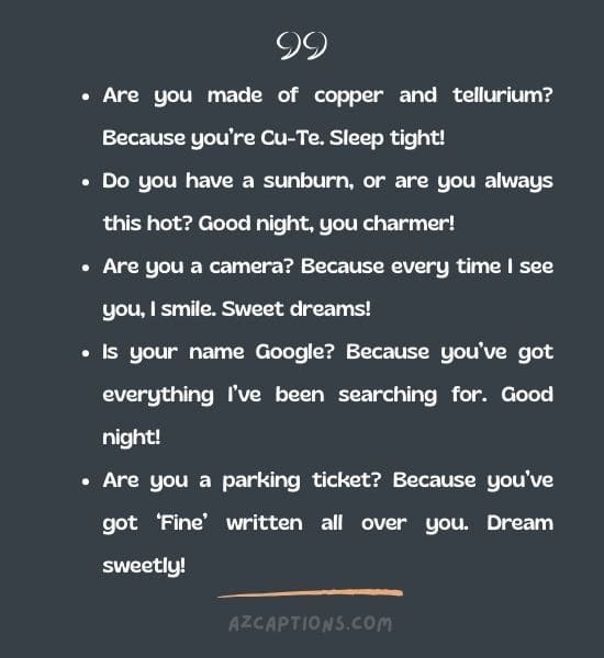 Good Night Pick Up Lines Cheesy