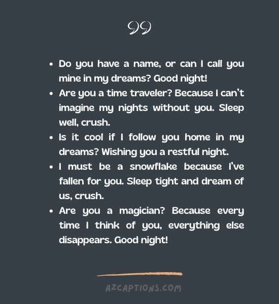 Good Night Pick Up Lines for Crush