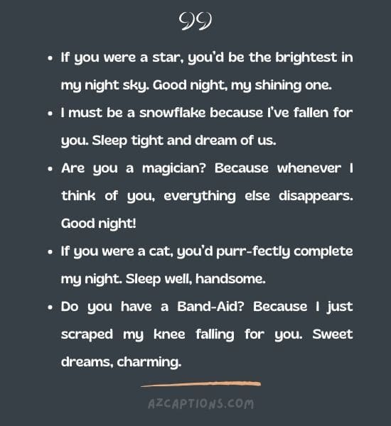 Good Night Pick Up Lines for Him