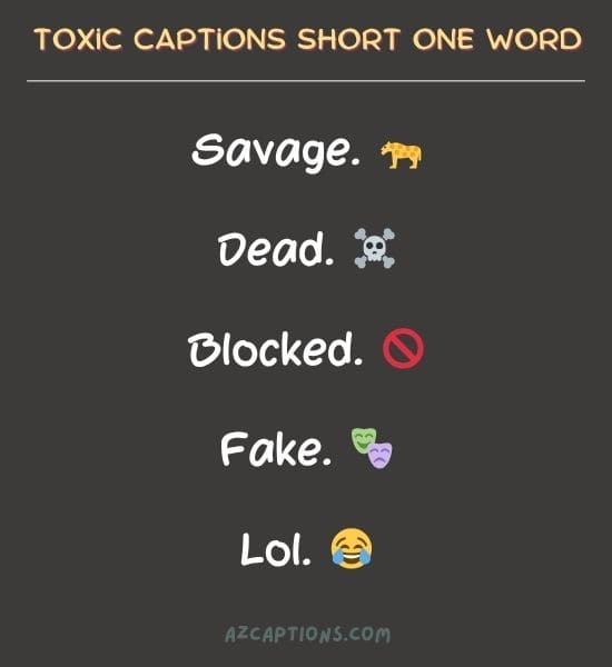 Toxic Captions Short One Word