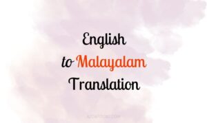 English to Malayalam Translation