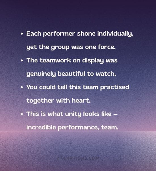 Group dance performance comments