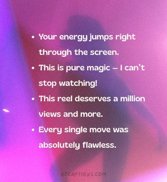 Short comments for dance performance on Instagram