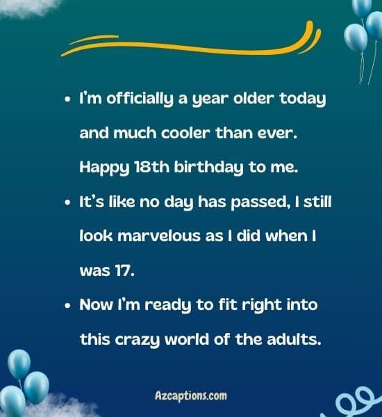 18th Birthday Captions For Yourself