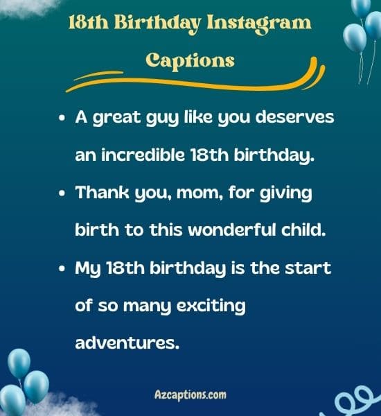 18th Birthday Instagram Captions