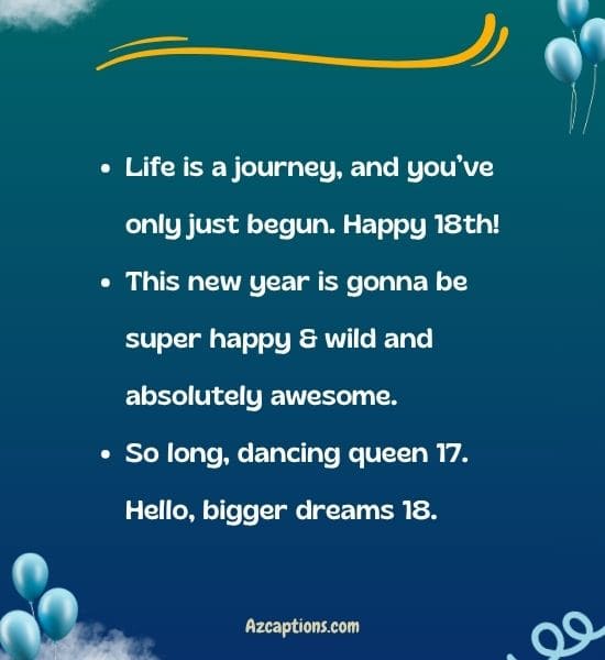 Instagram Captions For 18th Birthday