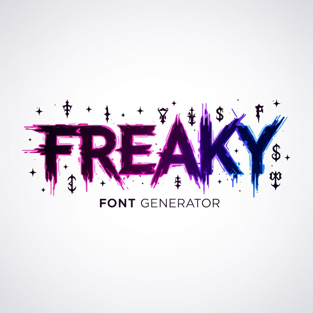 Freaky font generator hero illustration with distorted gothic typography