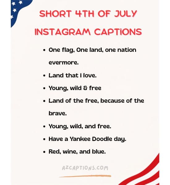 Short 4th Of July Instagram Captions
